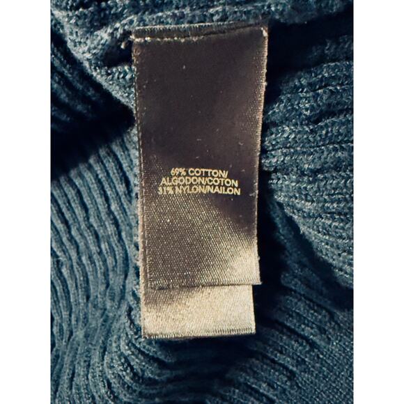 Liz Claiborne Ribbed V-Neck Sweater Navy Blue Cotton Blend Size 1X Plus - Picture 8 of 9